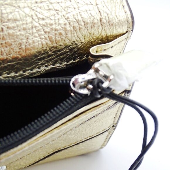 REBECCA MINKOFF Love Lock Genuine Light Gold Color Chevron Leather Bifold Wallet - Picture 7 of 7